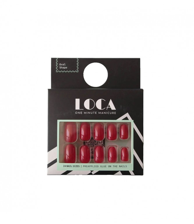 Loca Nails Red Natural Shape 24'S