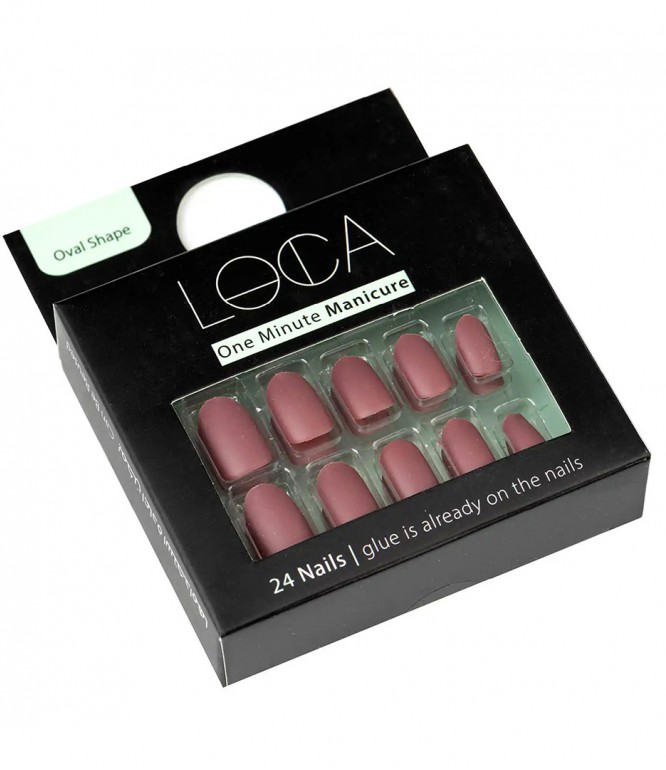 Loca Nails Matte Mauve Oval Shape 24'S
