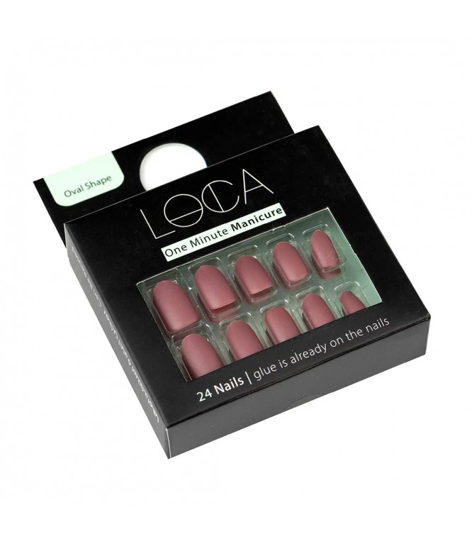 Loca Nails Matte Mauve Oval Shape 24'S