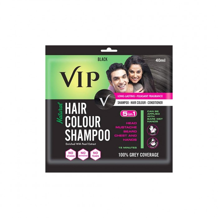 VIP Natural Hair Colour Shampoo - Black 40 ML Sachet