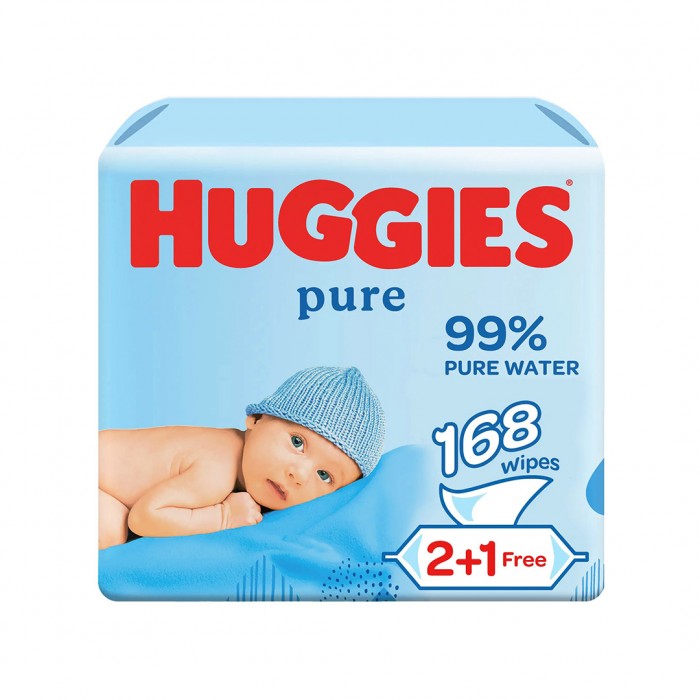 Huggies Baby Pure Wipes 56's 2+1