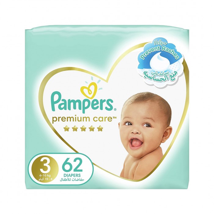 Pampers Premium Care Diapers Size-3 - 62's